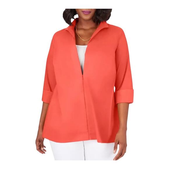 New ~ FOXCROFT NYC ~  The Lydia Tunic No iron stretch  Zip up Sz 4 Relaxed - Picture 2 of 6